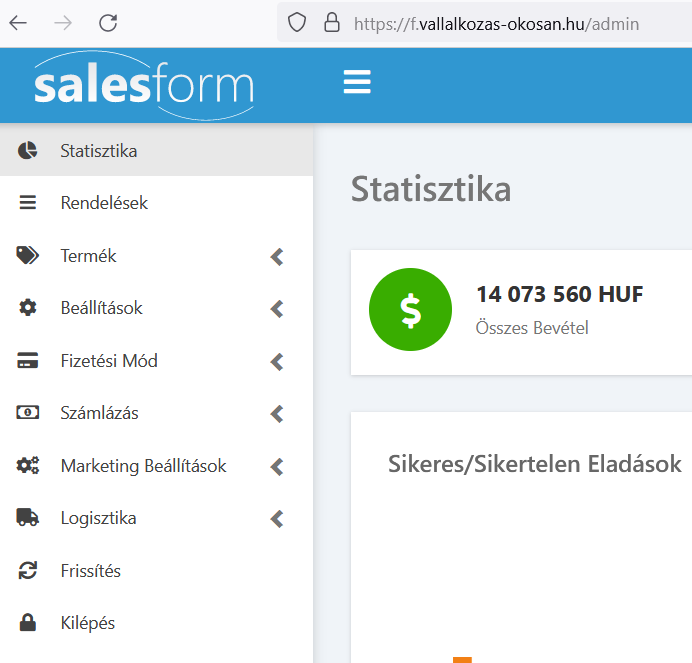 Salesform bevételek - Vállalkozás Okosan