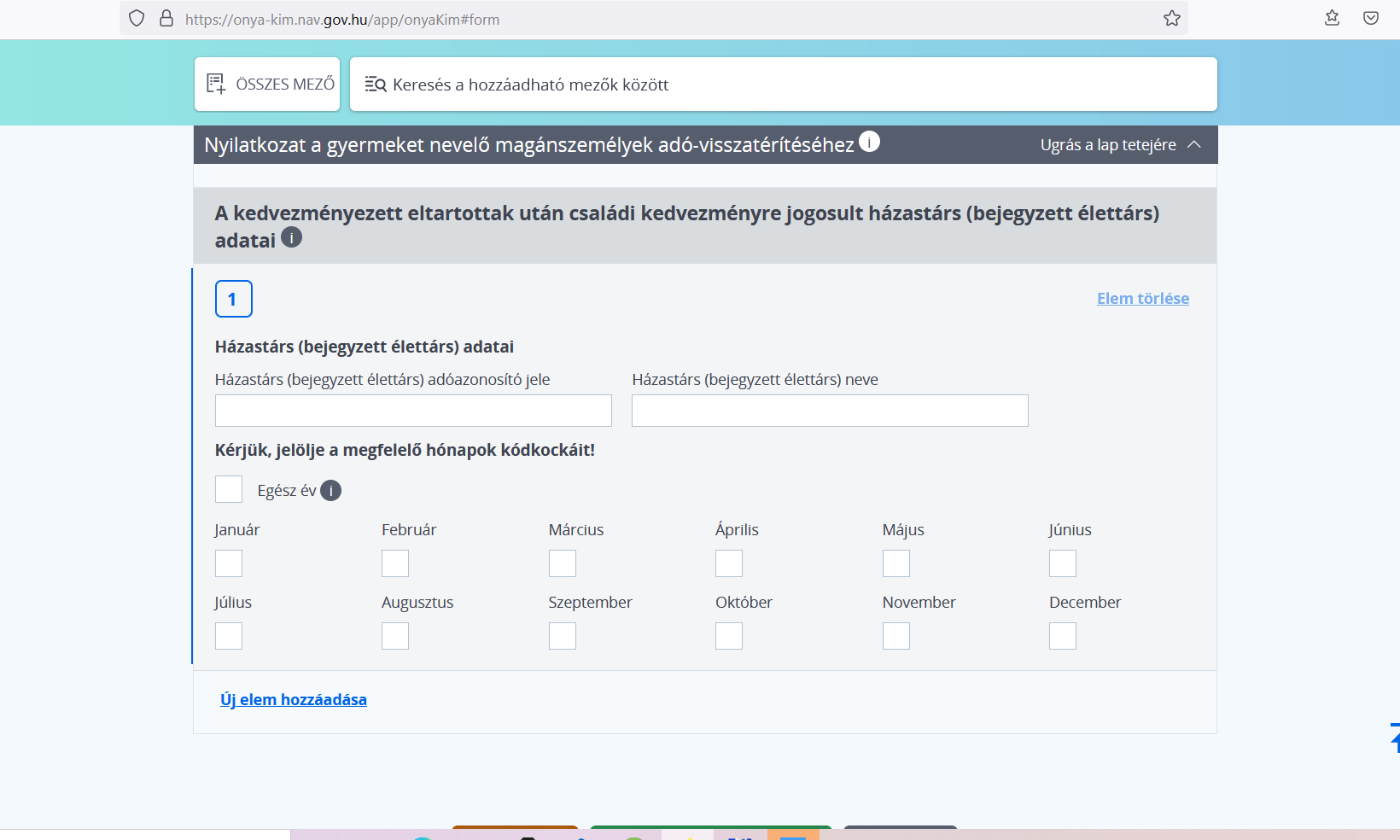 visszado nyomtatvány kitöltése ONYA 3.